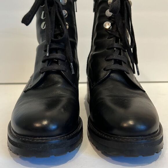 Napoleoni Black Leather Combat Moto Boots Size 37 - Picture 4 of 15